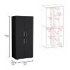 Hazel 70" High Four-Door Armoire Wardrove Closet Cabinet, Six Shelves and Two Hanging Rods, Bedroom Clothes Storage Cabinet Organizer - 3 of 4