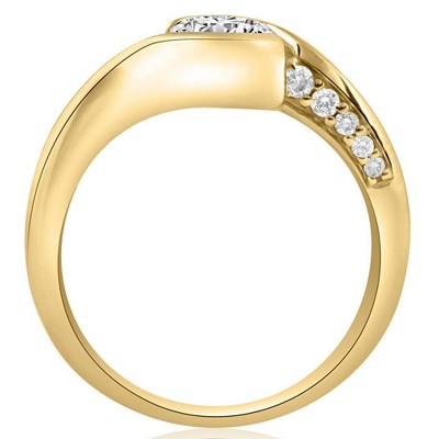 Pompeii3 1 1/4Ct Moissanite Bezel Diamond Engagement Ring in 10k White or Yellow Gold