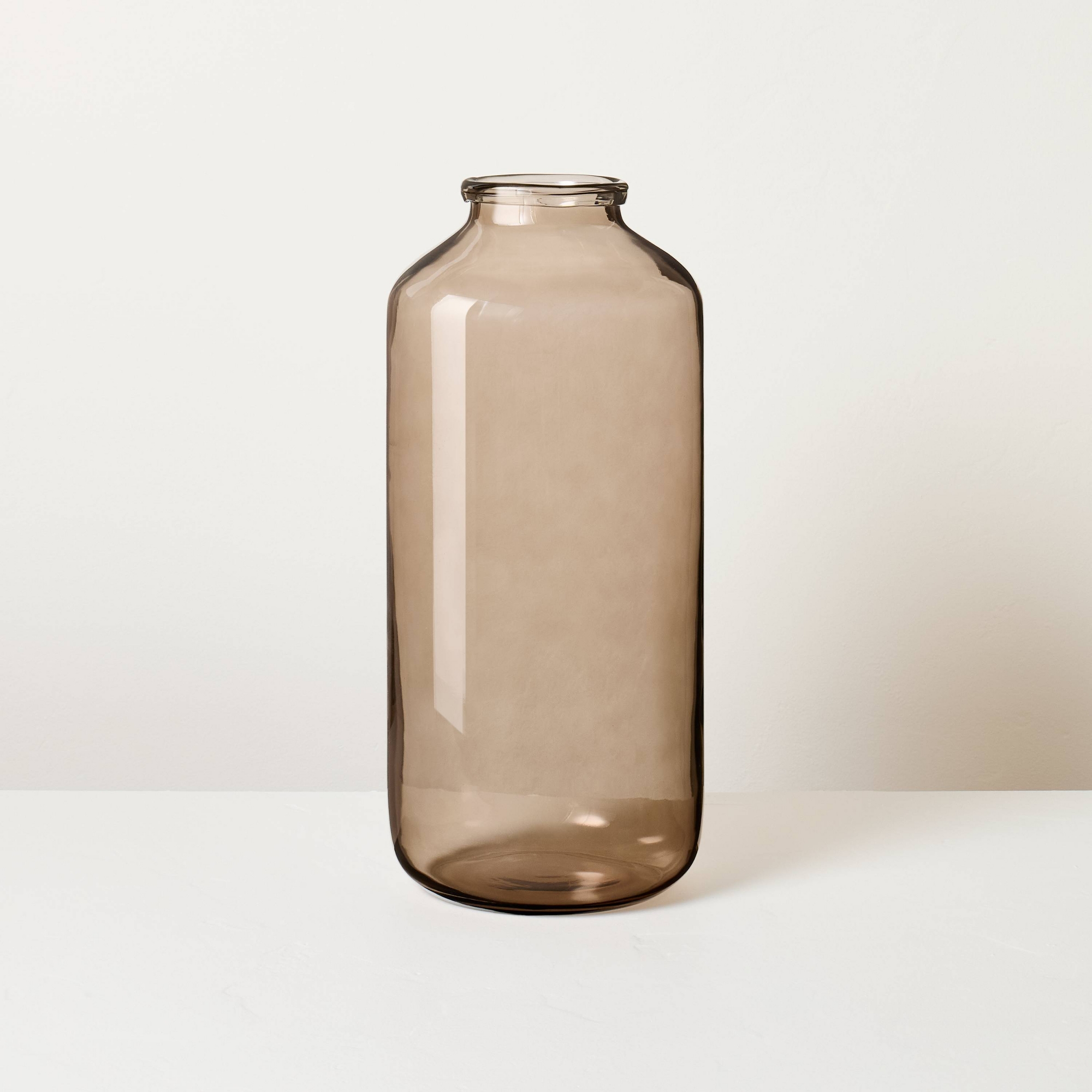 18" Oversized Glass Vase Tan - Hearth & Hand™ with Magnolia