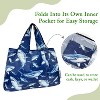 Wrapables Large Foldable Tote Nylon Reusable Grocery Bags, Sharks in Blue - 3 of 4