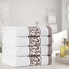 100% Cotton Medium Weight Floral Infinity Trim Bath Towel Set of 4 by Blue Nile Mills - 2 of 4