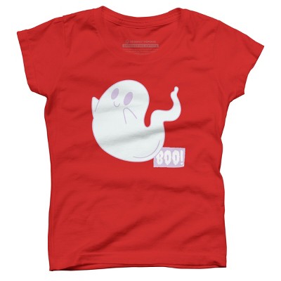 Girl's Design By Humans Boo Cute Ghost Halloween cute design By BoogieCreates T-Shirt