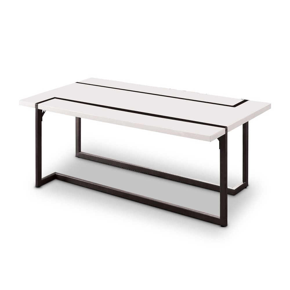 Photos - Coffee Table Syrex Rectangle  White/Gun Metal - miBasics