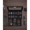 12-Slot Watch Box,  2-Layer PU Display Case Watch Holder Organizer with Large Glass Lid - 3 of 4