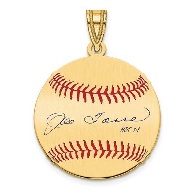 Black Bow Jewelry 14K Gold Plated Joe Torre Signature SM Enamel Baseball Pendant