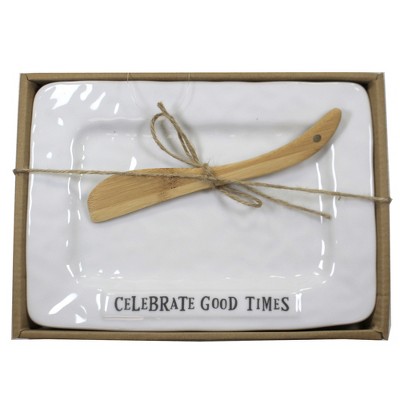 Tabletop 6.5" Celebrate Good Times Plate Party  Appetizer Dish Brownlow Gifts  -  Serving Platters