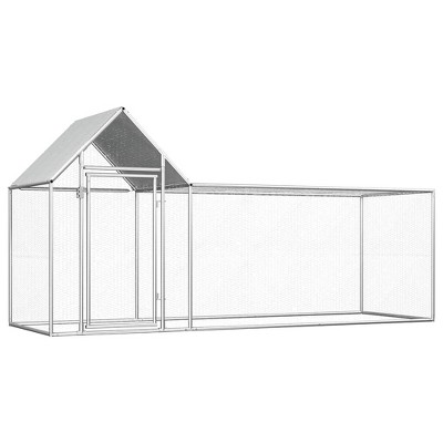 vidaXL Chicken Coop 9.8'x3.3'x4.9' Galvanized Steel