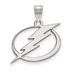 Black Bow Jewelry 14k White Gold Tampa Bay Lightning NHL Large Pendant - 1 of 2