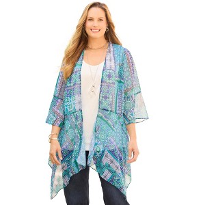 Catherines Women's Plus Size Seasonless Cascade Duster - 1 of 4