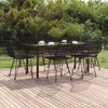 vidaXL Garden Dining Set Black Steel, Polyethylene, Tempered Glass Medium - 63" Table Length Black 6 Items - 2 of 4