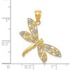 Black Bow Jewelry 14k Yellow Gold & White Rhodium Floral Winged Dragonfly Pendant, 28mm - 3 of 4