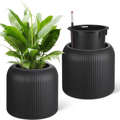 14/21/29” Tall Planters Set of 2 Self Watering Pots for Indoor and Outdoor Plants, Flower Pots for Living Room, Bedroom Office, Patio, Porch, Garden