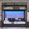 TIRAMISUBEST Queen over Queen / Full over Full Bunk Bed with Shelves and Drawers, Metal Bunk Bed with USB Ports and Lights - 3 of 4