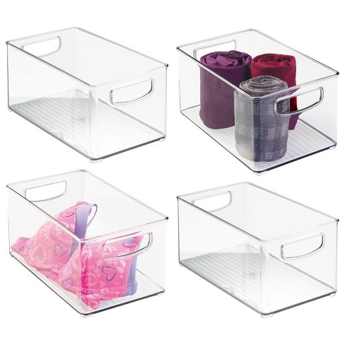 Mdesign Tall Plastic Bathroom Organizer Bin With Built-in Handles, 4 Pack,  Clear : Target