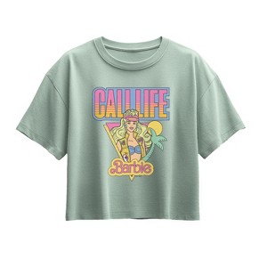 Girls' - Barbie - Cali Summer Short Sleeve Boxy Graphic T-Shirt - 1 of 2