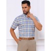 INSPIRE CHIC Men's Point Collar Short Sleeve Button Down Checked Plaid Dress Shirt - 4 of 4