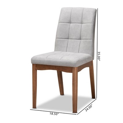 Light Grey Fabric and Walnut Wood Dining Chair Set