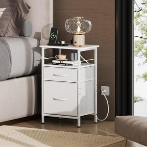 GALAXHERO Nightstand Set of 2, Bedside Tables with USB Ports & Outlets, Fabric Drawer End Tables for Bedroom or Living Room - 1 of 4