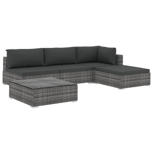 vidaXL 5-Piece Outdoor Patio Lounge Set - Durable PE Rattan Furniture with Cushions - Gray/Dark Gray - Perfect for Garden, Patio - 1 of 4