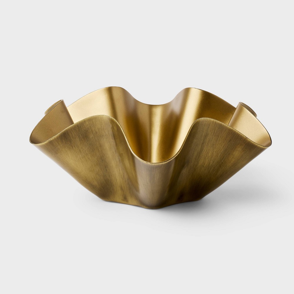 Photos - Other interior and decor Metal Wavy Bowl Gold - Threshold™ designed with Studio McGee