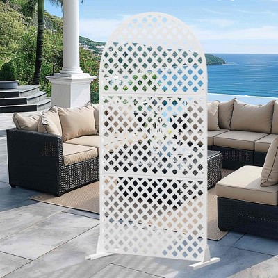 Lirago Metal Outdoor Privacy Screen Arched Top Freestanding Patio Decorative Screens - 72"x35", White