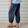 Womens Casual Loose Fit High Waist Button Linen Wide Leg Pants - 3 of 4