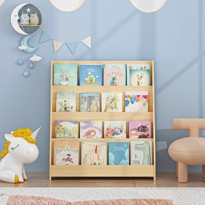 MAYEERTY 4 Tier Kid Bookshelf, Toddler Book Display Shelves, Helps Keep Bedroom Playrooms Natural - 1 of 4