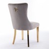 Set of 2 Beige Tufted Solid Wood Contemporary Velvet Upholstered Dining Chair with Golden Stainless Steel Plating Legs and Nailhead Trim - 3 of 4
