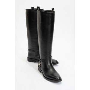 May Black Leather Buckle Boot (Women) | Forever & Always Shoes - 1 of 4