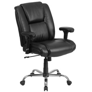 Emma and Oliver 400 lb. Big & Tall Black LeatherSoft Task Adjustable Arm Ergonomic Office Chair - 1 of 4