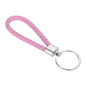 Unique Bargains Braided PU Leather Car Wallet Keychain with Stainless Steel Key Ring - 1 of 3