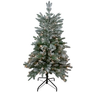 Northlight Real Touch™️ Pre-Lit Flocked Whistler Noble Fir Artificial Christmas Tree - 4.5' - Clear Lights - 1 of 4
