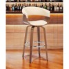 HomeRoots 27" Cream and Brown Faux Leather and Solid Wood Low Back Counter Height Swivel Bar Chair - 2 of 4