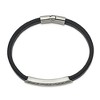 Black Bow Jewelry Stainless Steel & Navy Blue Leather Antiqued I.D. Bracelet, 8.25 Inch - 2 of 4