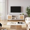 Rattan TV Stand for 65 Inch, Modern Entertainment Center with Storage, Boho TV Console with Marble Color Design, TV Cabinet Furniture for Living Room - 4 of 4