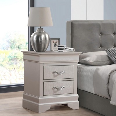 CAVINAS Nightstand with 2 Drawers, Wooden Small Bedside Table End Table with Metal Handles for Bedroom, Living Room