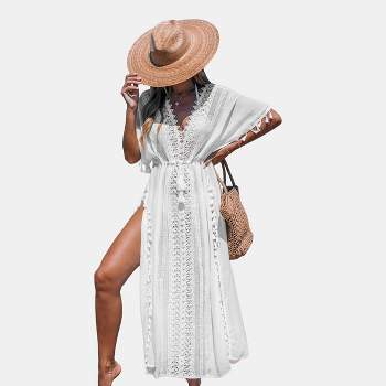 Women's White Lace Tassel Cover-Up Dress - Cupshe