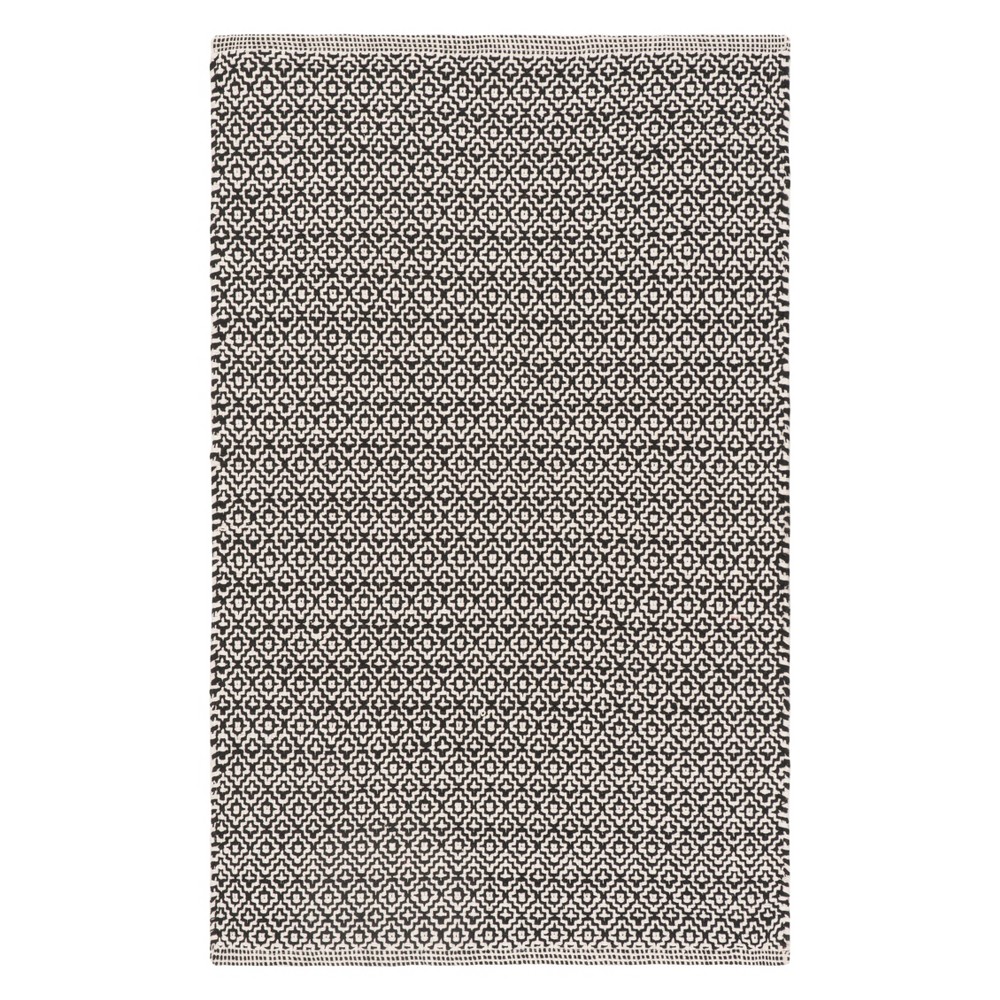  Stripe Woven Accent Rug Ivory/Black