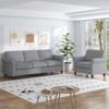 Mjkone Modern Linen Fabric 3-Seater Sofa Couch with Single Sofa Chair with Rivet Design for Living Room,Bedroom,Apartment,Office - 2 of 4