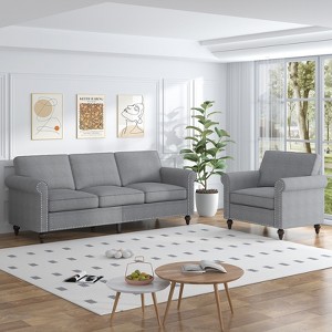 Mjkone 2-Piece Living Room Set，3-Seater Sofa Couch&Single Sofa Chair - 1 of 4