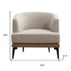 HomeRoots 29" Beige Camel and Black Tufted Linen Solid and Manufactured Wood Barrel Chair - 3 of 4