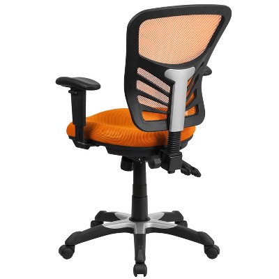 ErgoFlex Mid-Back Orange Mesh Swivel Office Chair with Adjustable Arms