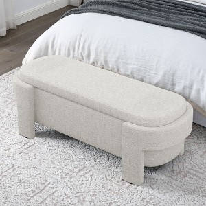 PAGED Linen Fabric Upholstered Ottoman Foot Rest, Pouf Ottoman with Large Storage Space for the Living Room and Bedroom - 1 of 4