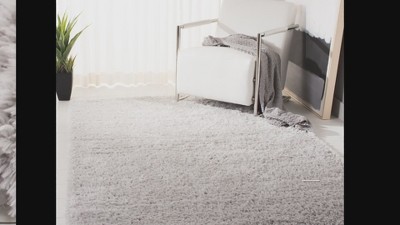 Elegant Silver Shag 4' x 6' Hand-Knotted Wool Area Rug
