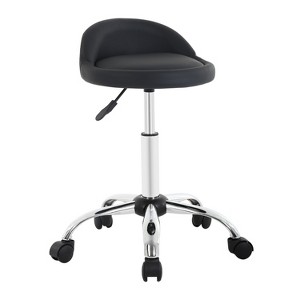 FDW Salon Chair Height Adjustable Rolling Stool Swivel Spa Chair with Comfortable PU Leather Seat & Chrome-Plated Metal Base - 1 of 4