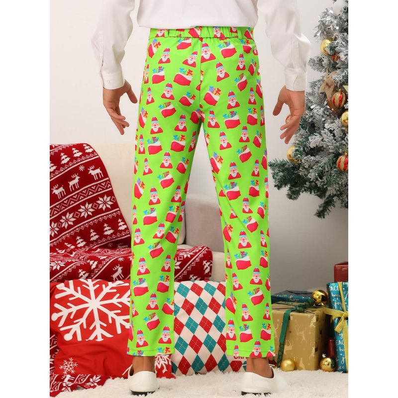 Lars Amadeus Men's Flat Front Funny Party Cosplay Costume Christmas Printed Pants, 3 of 6