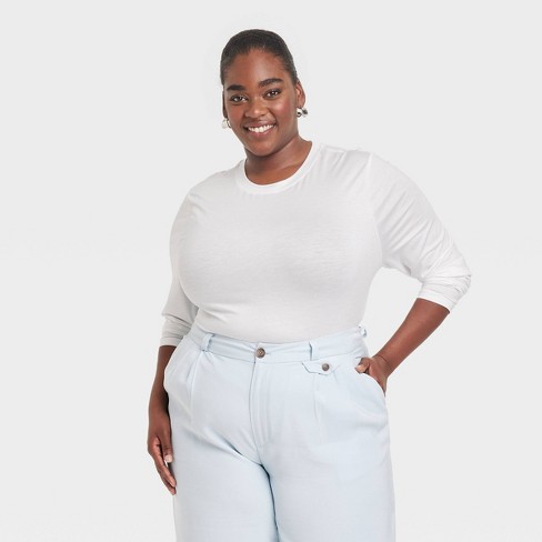 Women's Long Sleeve Slim Fit Crewneck T-shirt - A New Day™ : Target