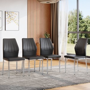 Sapphtopaz Modern Ergonomic Dining Chairs Set of 4/6, Stylish Kitchen Chairs with PU/Tech Fabric Backrest, 37 Inches High for Comfort & Elegance - 1 of 4