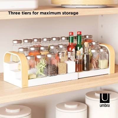 Umbra Bellwood 3-tier Spice Shelf White/Natural: Expandable Spice Organizer & Pantry Shelf, Freestanding Kitchen Storage — фото 8