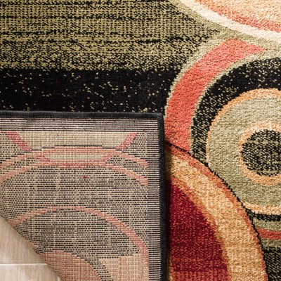 Retro Black and Multicolor Synthetic Safavid Style Area Rug